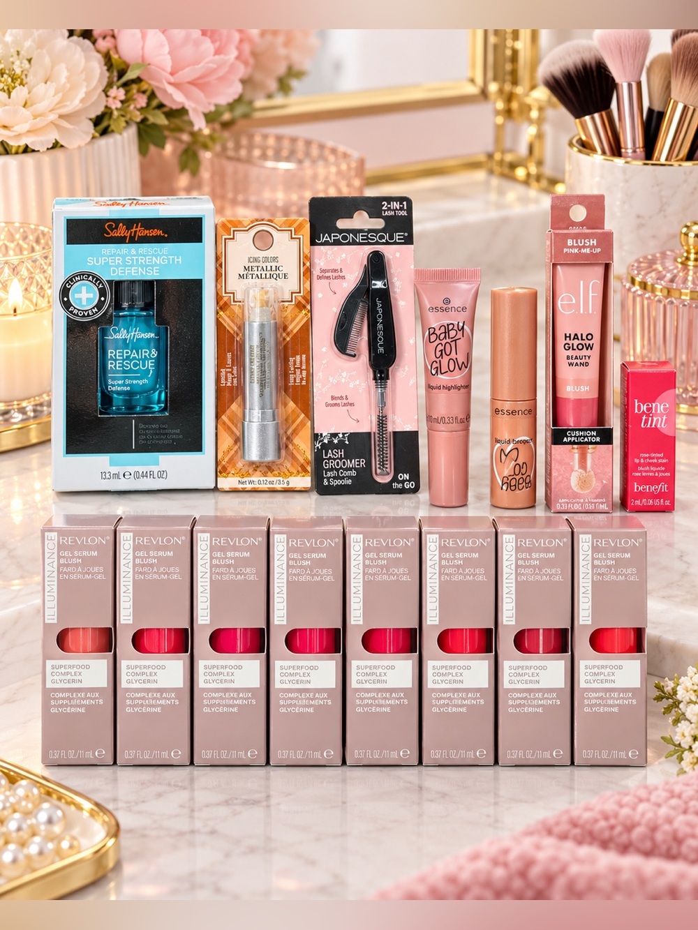 NEW Makeup Beauty Bundle 15 Pieces Revlon e.l.f. Benefit Essence & More